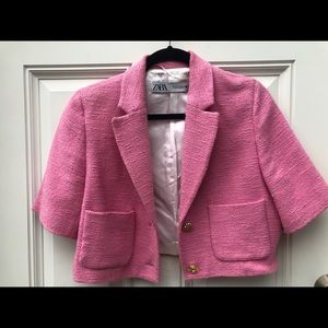 ZARA WOMAN CROPPED JACKET TEXTURED PINK 2696/600